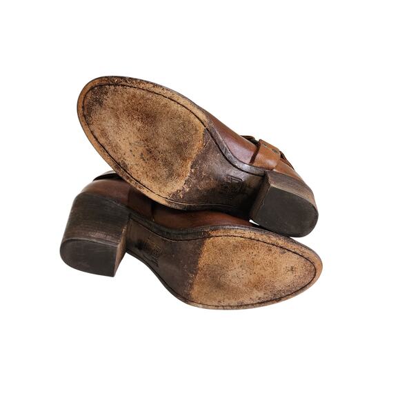 Frye Womens Tabitha Harness Ankle Boots Size 6.5 Cognac Brown Leather Western - Picture 12 of 14